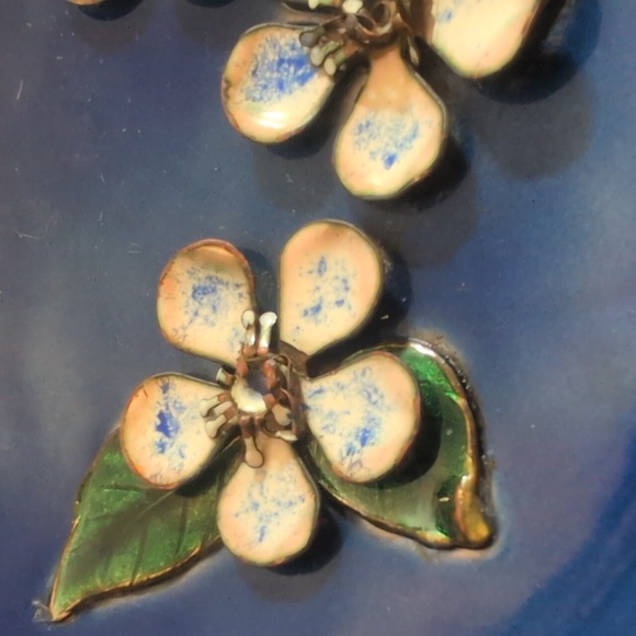 Vintage Copper & Enamel Floral Trinket Tray - Picture 3 of 5